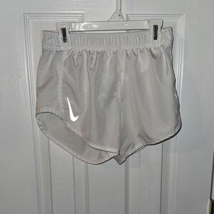 Nike White Athletic Running Shorts with Reflective Swoosh